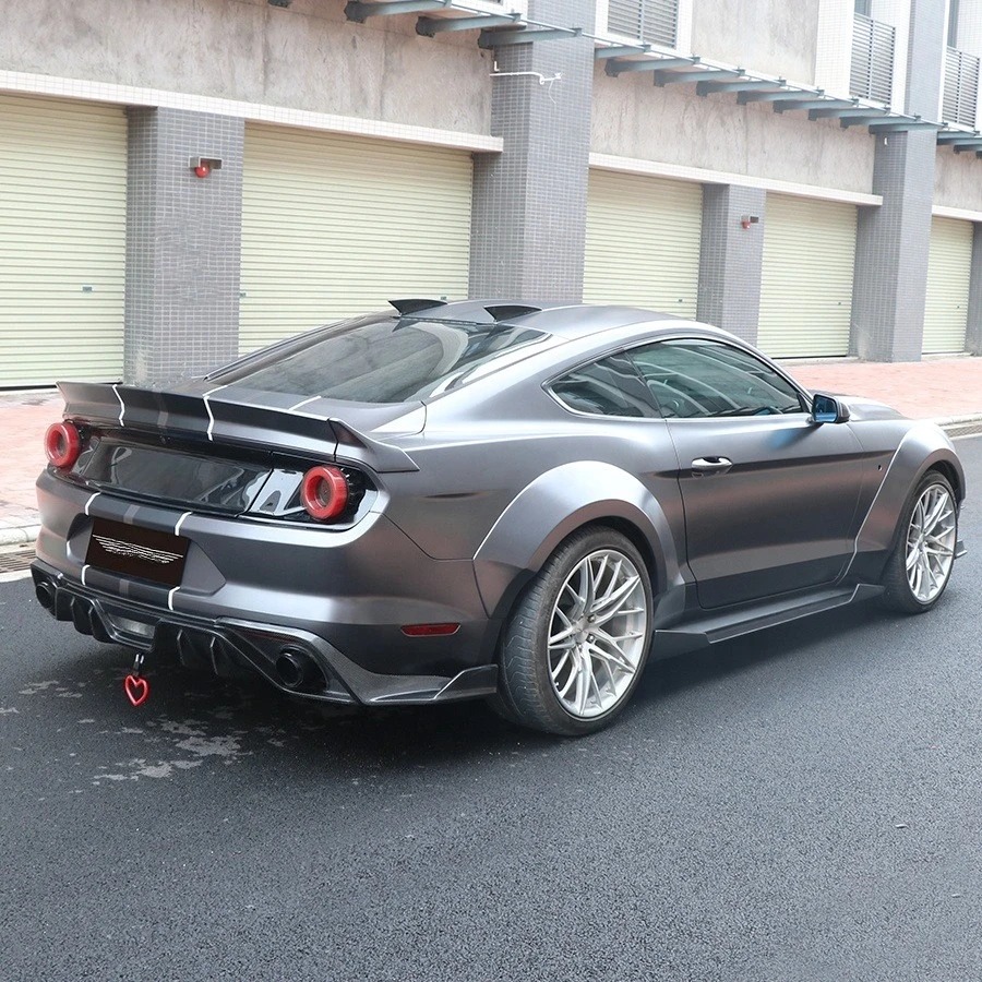 2018-2023 for Mustang Wide Body Kit New Bumper Front/Rear Flares Eyebrow Side Wheel Side Fenders Black Priming 100% Fit